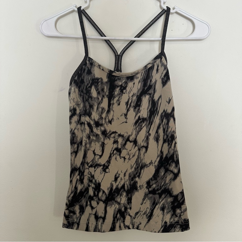 Lululemon Power Y Tank *Luon Great Granite Black Mojave Tan Heathered Black Sz 4